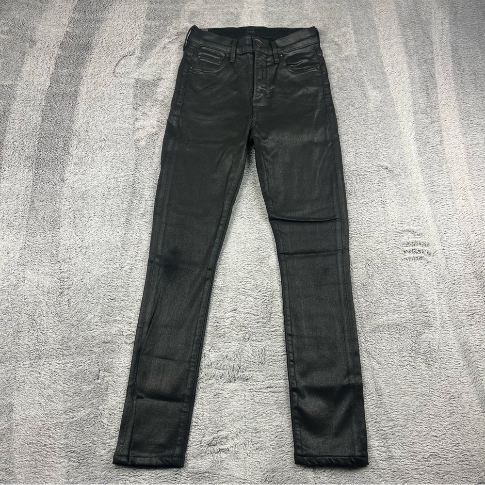 Citizens of humanity rocket black wax coated high rise skinny jeans size 25